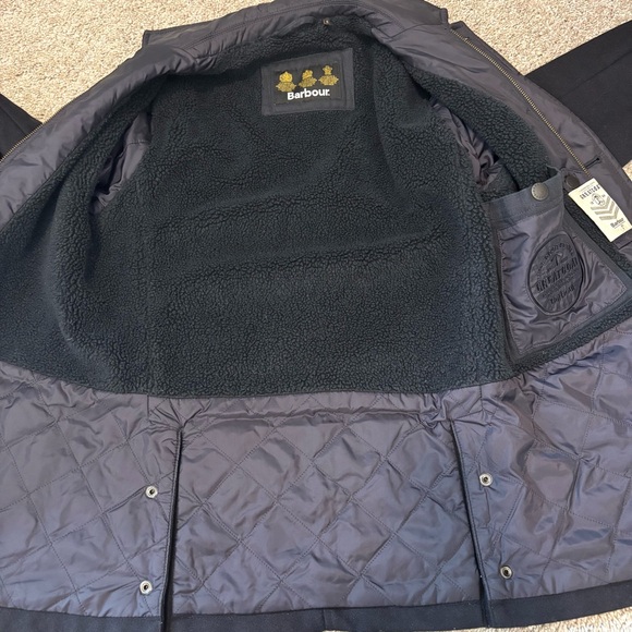 Barbour Barkston Deep Navy Wool Blend Men’s Jacket Small to Medium Heritage - Picture 8 of 16